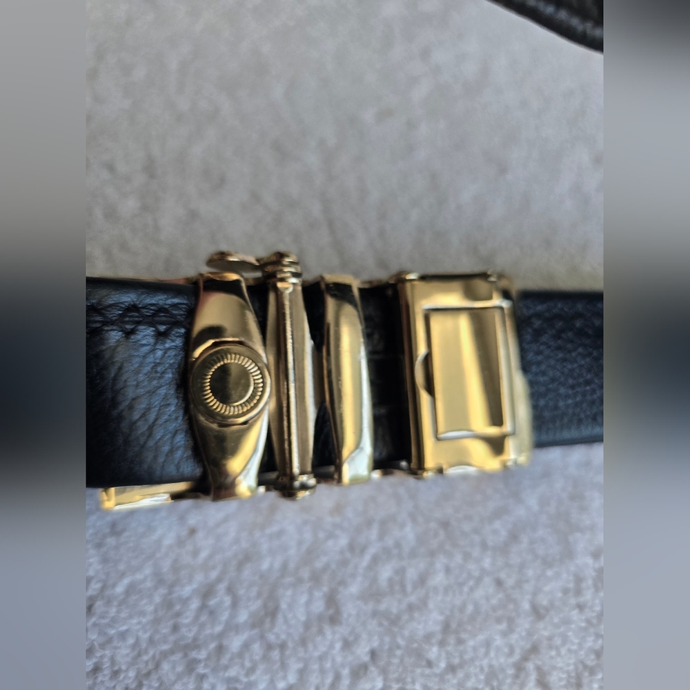 Burberry Black Belt with Silver and Gold Plaid Buckle - Picture 7 of 15